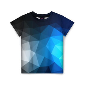 Детская футболка 3D с принтом Gray&Blue collection abstract в Екатеринбурге, 100% гипоаллергенный полиэфир | прямой крой, круглый вырез горловины, длина до линии бедер, чуть спущенное плечо, ткань немного тянется | abstraction | geometry | polygon | абстракция | геометрия | грань | краски | кубик | кубики | линии | мозаика | полигон | разноцветные | ребро | текстура | тени | узор