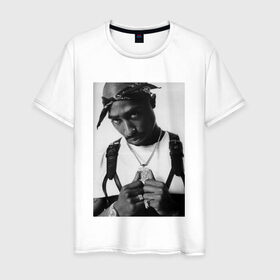Мужская футболка хлопок с принтом 2pac в Екатеринбурге, 100% хлопок | прямой крой, круглый вырез горловины, длина до линии бедер, слегка спущенное плечо. | 2pac | hip hop тупак | rap