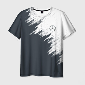 Мужская футболка 3D с принтом Mercedes в Екатеринбурге, 100% полиэфир | прямой крой, круглый вырез горловины, длина до линии бедер | amg | car | mercedes | race | авто | гонки | краска | марка | машина | мерс | мерседес