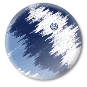 Значок с принтом Volkswagen в Екатеринбурге,  металл | круглая форма, металлическая застежка в виде булавки | car | race | volkswagen | авто | гонки | краска | марка | машина | фольксваген