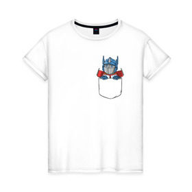 Женская футболка хлопок с принтом Pocket Prime в Екатеринбурге, 100% хлопок | прямой крой, круглый вырез горловины, длина до линии бедер, слегка спущенное плечо | transformers | трансформеры