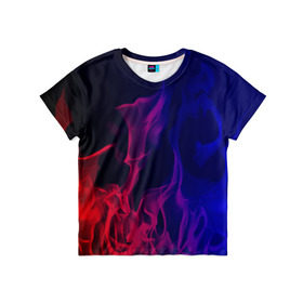 Детская футболка 3D с принтом Огненный стиль в Екатеринбурге, 100% гипоаллергенный полиэфир | прямой крой, круглый вырез горловины, длина до линии бедер, чуть спущенное плечо, ткань немного тянется | fire | flame | in fire | smoke | в огне | дым | огненный | огонь | текстуры