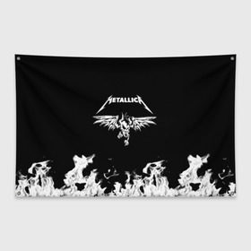 Флаг-баннер с принтом Metallica в Екатеринбурге, 100% полиэстер | размер 67 х 109 см, плотность ткани — 95 г/м2; по краям флага есть четыре люверса для крепления | metallica | группа | джеймс хэтфилд | кирк хэмметт | ларс ульрих | метал | металика | металлика | миталика | музыка | роберт трухильо | рок | трэш | трэшметал | хард | хардрок | хеви | хевиметал