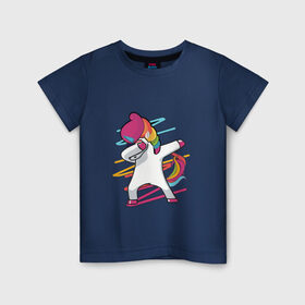 Детская футболка хлопок с принтом Единорог радуга в Екатеринбурге, 100% хлопок | круглый вырез горловины, полуприлегающий силуэт, длина до линии бедер | Тематика изображения на принте: единорог | лошадки | пони | радуга