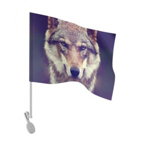 Флаг для автомобиля с принтом Wolf в Екатеринбурге, 100% полиэстер | Размер: 30*21 см | animal | волк | хищник