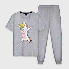 Мужская пижама хлопок с принтом Единорог радуга в Екатеринбурге, 100% хлопок | брюки и футболка прямого кроя, без карманов, на брюках мягкая резинка на поясе и по низу штанин
 | единорог | пони