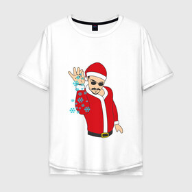 Мужская футболка хлопок Oversize с принтом новый год 2018 в Екатеринбурге, 100% хлопок | свободный крой, круглый ворот, “спинка” длиннее передней части | дед мороз | ёлка | мемес | снежинки