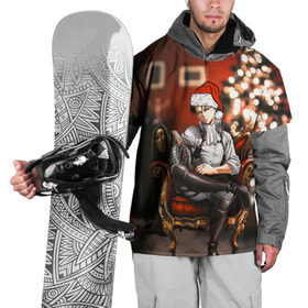 Накидка на куртку 3D с принтом Атака Санты в Екатеринбурге, 100% полиэстер |  | levi | аккерман | атака титанов | леви | новый год | ривай