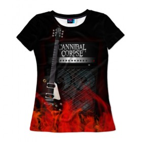 Женская футболка 3D с принтом Cannibal Corpse в Екатеринбурге, 100% полиэфир ( синтетическое хлопкоподобное полотно) | прямой крой, круглый вырез горловины, длина до линии бедер | cannibal corpse | logo | metal | music | rock | лого | логотип | метал | музыка | рок