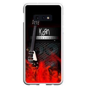 Чехол для Samsung S10E с принтом Korn в Екатеринбурге, Силикон | Область печати: задняя сторона чехла, без боковых панелей | Тематика изображения на принте: korn | logo | metal | music | rock | лого | логотип | метал | музыка | рок