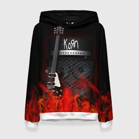 Женская толстовка 3D с принтом Korn в Екатеринбурге, 100% полиэстер  | двухслойный капюшон со шнурком для регулировки, мягкие манжеты на рукавах и по низу толстовки, спереди карман-кенгуру с мягким внутренним слоем. | korn | logo | metal | music | rock | лого | логотип | метал | музыка | рок