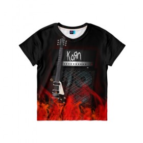 Детская футболка 3D с принтом Korn в Екатеринбурге, 100% гипоаллергенный полиэфир | прямой крой, круглый вырез горловины, длина до линии бедер, чуть спущенное плечо, ткань немного тянется | korn | logo | metal | music | rock | лого | логотип | метал | музыка | рок