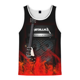 Мужская майка 3D с принтом Metallica в Екатеринбурге, 100% полиэстер | круглая горловина, приталенный силуэт, длина до линии бедра. Пройма и горловина окантованы тонкой бейкой | logo | metal | metallica | music | rock | лого | логотип | метал | металика | металлика | музыка | рок