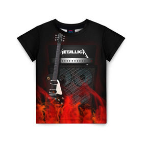 Детская футболка 3D с принтом Metallica в Екатеринбурге, 100% гипоаллергенный полиэфир | прямой крой, круглый вырез горловины, длина до линии бедер, чуть спущенное плечо, ткань немного тянется | logo | metal | metallica | music | rock | лого | логотип | метал | металика | металлика | музыка | рок