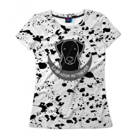 Женская футболка 3D с принтом LABRADOR RETRIEVER в Екатеринбурге, 100% полиэфир ( синтетическое хлопкоподобное полотно) | прямой крой, круглый вырез горловины, длина до линии бедер | Тематика изображения на принте: dog | labrador retriever | животные | милые животные | пёсик | пятна | собаки | собачка | текстура