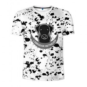 Мужская футболка 3D спортивная с принтом LABRADOR RETRIEVER в Екатеринбурге, 100% полиэстер с улучшенными характеристиками | приталенный силуэт, круглая горловина, широкие плечи, сужается к линии бедра | dog | labrador retriever | животные | милые животные | пёсик | пятна | собаки | собачка | текстура