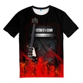 Мужская футболка 3D с принтом System of a Down в Екатеринбурге, 100% полиэфир | прямой крой, круглый вырез горловины, длина до линии бедер | logo | metal | music | rock | soad | system of a down | лого | логотип | метал | музыка | рок
