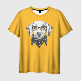 Мужская футболка 3D с принтом Далматинщик в Екатеринбурге, 100% полиэфир | прямой крой, круглый вырез горловины, длина до линии бедер | далматин | далматинец | домашние животные | пес | песик | собака | собачка | терьер | шпиц