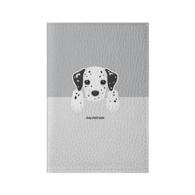 Обложка для паспорта матовая кожа с принтом Dalmatian Puppy в Екатеринбурге, натуральная матовая кожа | размер 19,3 х 13,7 см; прозрачные пластиковые крепления | Тематика изображения на принте: далматин | далматинец | домашние животные | пес | песик | собака | собачка | терьер | шпиц