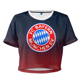 Женская футболка 3D укороченная с принтом FC Bayern 2018 Original в Екатеринбурге, 100% полиэстер | круглая горловина, длина футболки до линии талии, рукава с отворотами | Тематика изображения на принте: bayern | fc | бавария | спорт | спортивные | футбол | футбольный клуб
