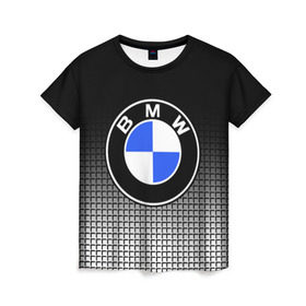 Женская футболка 3D с принтом BMW 2018 Black and White IV в Екатеринбурге, 100% полиэфир ( синтетическое хлопкоподобное полотно) | прямой крой, круглый вырез горловины, длина до линии бедер | bmw | автомобильные | бмв | машины