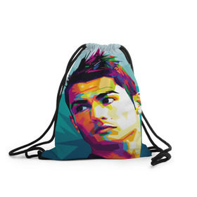 Рюкзак-мешок 3D с принтом Cristiano Ronaldo в Екатеринбурге, 100% полиэстер | плотность ткани — 200 г/м2, размер — 35 х 45 см; лямки — толстые шнурки, застежка на шнуровке, без карманов и подкладки | криштиану | реал мадрид | роналду