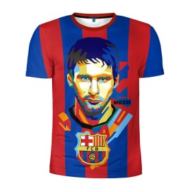 Мужская футболка 3D спортивная с принтом Lionel Messi в Екатеринбурге, 100% полиэстер с улучшенными характеристиками | приталенный силуэт, круглая горловина, широкие плечи, сужается к линии бедра | barcelona | lionel | messi | барселона | лионель | месси | поп арт