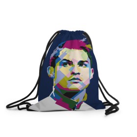 Рюкзак-мешок 3D с принтом Cristiano Ronaldo в Екатеринбурге, 100% полиэстер | плотность ткани — 200 г/м2, размер — 35 х 45 см; лямки — толстые шнурки, застежка на шнуровке, без карманов и подкладки | Тематика изображения на принте: криштиану | реал мадрид | роналду