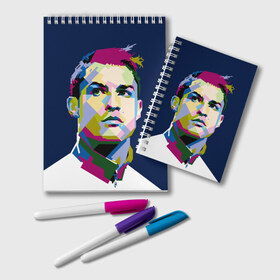 Блокнот с принтом Cristiano Ronaldo в Екатеринбурге, 100% бумага | 48 листов, плотность листов — 60 г/м2, плотность картонной обложки — 250 г/м2. Листы скреплены удобной пружинной спиралью. Цвет линий — светло-серый
 | Тематика изображения на принте: криштиану | реал мадрид | роналду