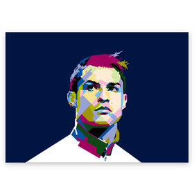 Поздравительная открытка с принтом Cristiano Ronaldo в Екатеринбурге, 100% бумага | плотность бумаги 280 г/м2, матовая, на обратной стороне линовка и место для марки
 | Тематика изображения на принте: криштиану | реал мадрид | роналду