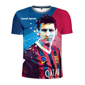 Мужская футболка 3D спортивная с принтом Lionel Messi в Екатеринбурге, 100% полиэстер с улучшенными характеристиками | приталенный силуэт, круглая горловина, широкие плечи, сужается к линии бедра | barcelona | lionel | messi | барселона | лионель | месси | поп арт