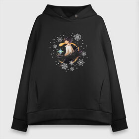 Женское худи Oversize хлопок с принтом Snow Howl в Екатеринбурге, френч-терри — 70% хлопок, 30% полиэстер. Мягкий теплый начес внутри —100% хлопок | боковые карманы, эластичные манжеты и нижняя кромка, капюшон на магнитной кнопке | howl | howls moving castle | хаул | ходячий замок | ходячий замок хаула