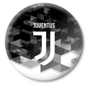 Значок с принтом Juventus 2018 Geometry Sport в Екатеринбурге,  металл | круглая форма, металлическая застежка в виде булавки | Тематика изображения на принте: juventus | спорт | спортивные | футбол | футбольный клуб | ювентус
