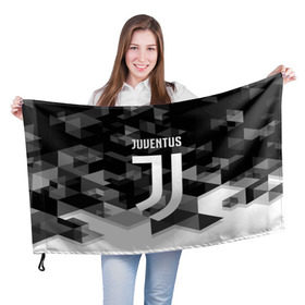 Флаг 3D с принтом Juventus 2018 Geometry Sport в Екатеринбурге, 100% полиэстер | плотность ткани — 95 г/м2, размер — 67 х 109 см. Принт наносится с одной стороны | juventus | спорт | спортивные | футбол | футбольный клуб | ювентус