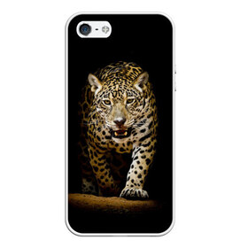 Чехол для iPhone 5/5S матовый с принтом Leopard в Екатеринбурге, Силикон | Область печати: задняя сторона чехла, без боковых панелей | дикая кошка | зверь | клыки | кот | леопард | оскал | пантера | природа | хищник | ягуар