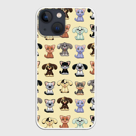 Чехол для iPhone 13 mini с принтом Милые пушистики в Екатеринбурге,  |  | год собаки | новый год | пес | собака | щенок