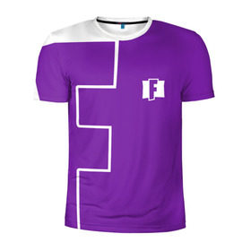 Мужская футболка 3D спортивная с принтом FORTNITE big logo в Екатеринбурге, 100% полиэстер с улучшенными характеристиками | приталенный силуэт, круглая горловина, широкие плечи, сужается к линии бедра | battle | battle royal | fortnite | royal | боевик | игры | логотип | фиолетовый