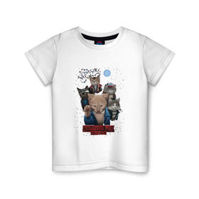 Детская футболка хлопок с принтом Stranger Things в Екатеринбурге, 100% хлопок | круглый вырез горловины, полуприлегающий силуэт, длина до линии бедер | Тематика изображения на принте: кот | коты | очень странные дела