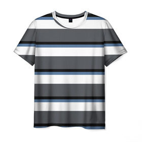 Мужская футболка 3D с принтом Моряк в Екатеринбурге, 100% полиэфир | прямой крой, круглый вырез горловины, длина до линии бедер | Тематика изображения на принте: белый | для | море | морская | морской | моряк | моряка | мужчины | настроение | подарок | полосы | серый | синий | спокойствие | тельняшка | тема | черный