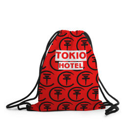 Рюкзак-мешок 3D с принтом Tokio Hotel band logo 2018 в Екатеринбурге, 100% полиэстер | плотность ткани — 200 г/м2, размер — 35 х 45 см; лямки — толстые шнурки, застежка на шнуровке, без карманов и подкладки | Тематика изображения на принте: logo | music | pop | rock | tokio hotel | альтернатива | германия | металл | музыка | музыкальный | поп | рок