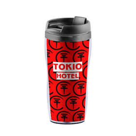 Термокружка-непроливайка с принтом Tokio Hotel band logo 2018 в Екатеринбурге, внутренняя часть — пищевой пластик, наружная часть — прозрачный пластик, между ними — полиграфическая вставка с рисунком | объем — 350 мл, герметичная крышка | logo | music | pop | rock | tokio hotel | альтернатива | германия | металл | музыка | музыкальный | поп | рок