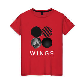 Женская футболка хлопок с принтом BTS Wings 2 в Екатеринбурге, 100% хлопок | прямой крой, круглый вырез горловины, длина до линии бедер, слегка спущенное плечо | bangtan boys | bts | bts army | бантаны бтс