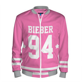 Мужской бомбер 3D с принтом Bieber Team Pink в Екатеринбурге, 100% полиэстер | застегивается на молнию, по бокам два кармана без застежек, по низу бомбера и на воротнике - эластичная резинка | bieber | justin bieber | бибер | джастин бибер