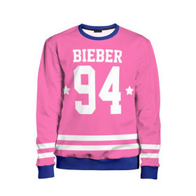Детский свитшот 3D с принтом Bieber Team Pink в Екатеринбурге, 100% полиэстер | свободная посадка, прямой крой, мягкая тканевая резинка на рукавах и понизу свитшота | bieber | justin bieber | бибер | джастин бибер