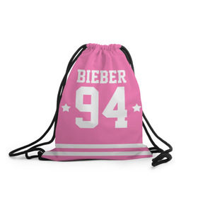 Рюкзак-мешок 3D с принтом Bieber Team Pink в Екатеринбурге, 100% полиэстер | плотность ткани — 200 г/м2, размер — 35 х 45 см; лямки — толстые шнурки, застежка на шнуровке, без карманов и подкладки | Тематика изображения на принте: bieber | justin bieber | бибер | джастин бибер