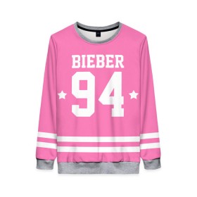 Женский свитшот 3D с принтом Bieber Team Pink в Екатеринбурге, 100% полиэстер с мягким внутренним слоем | круглый вырез горловины, мягкая резинка на манжетах и поясе, свободная посадка по фигуре | bieber | justin bieber | бибер | джастин бибер
