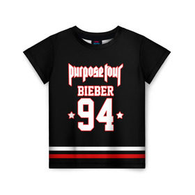 Детская футболка 3D с принтом Bieber Team Black в Екатеринбурге, 100% гипоаллергенный полиэфир | прямой крой, круглый вырез горловины, длина до линии бедер, чуть спущенное плечо, ткань немного тянется | bieber | justin bieber | бибер | джастин бибер