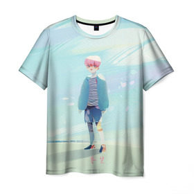 Мужская футболка 3D с принтом BTS_Jimin_4 в Екатеринбурге, 100% полиэфир | прямой крой, круглый вырез горловины, длина до линии бедер | bangtan boys | bts | бантаны бтс
