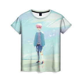 Женская футболка 3D с принтом BTS_Jimin_4 в Екатеринбурге, 100% полиэфир ( синтетическое хлопкоподобное полотно) | прямой крой, круглый вырез горловины, длина до линии бедер | bangtan boys | bts | бантаны бтс