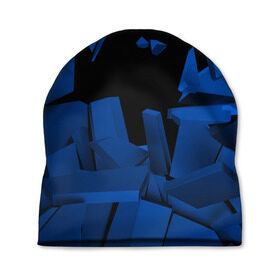 Шапка 3D с принтом Abstract blue collection в Екатеринбурге, 100% полиэстер | универсальный размер, печать по всей поверхности изделия | abstraction | geometry | абстракция | геометрия | грань | краски | кубик | кубики | линии | мозаика | разноцветные | ребро | текстура | тени | узор